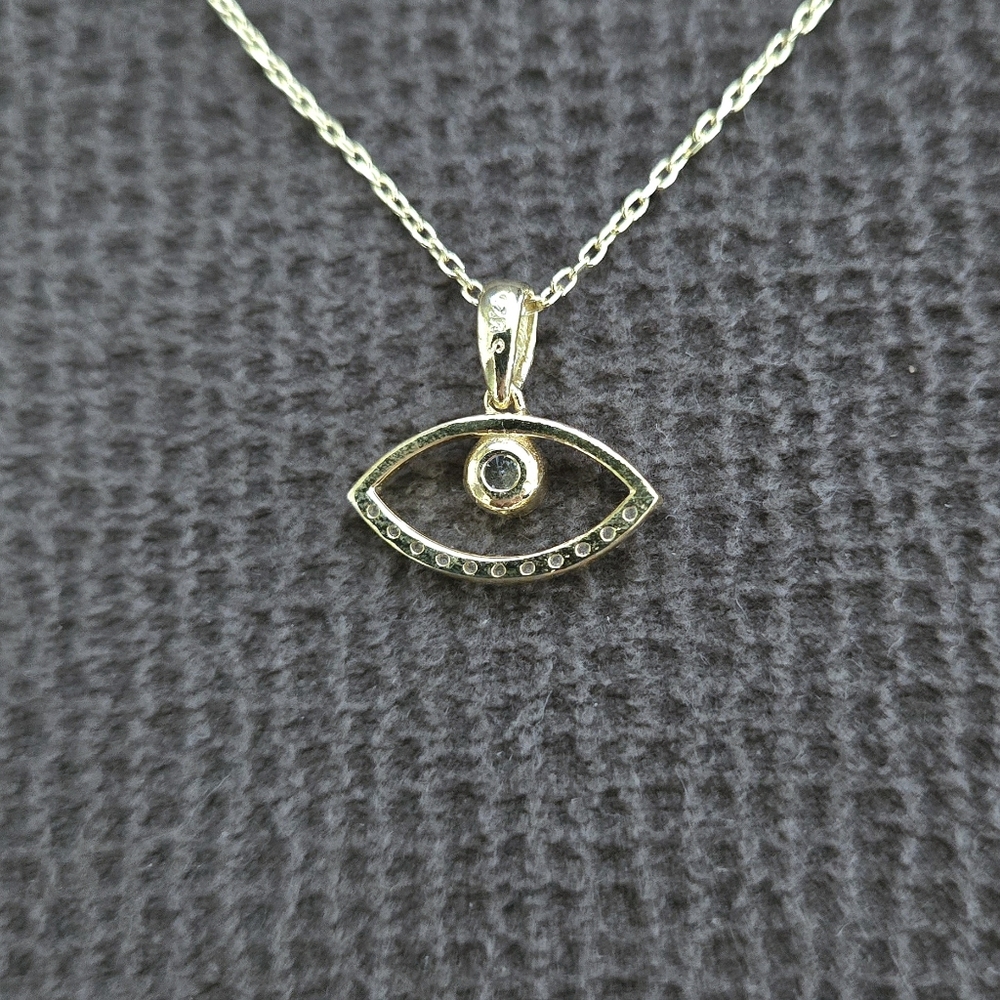 Fancy Silver🤍 Evil Eye🧿 Pendant Necklace - Picture 11 of 16